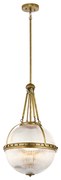 Lampadario Contemporaneo Aster Vetro Ottone Naturale 3 Luci E14