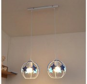 Lampadario a sospensione per bambini STARS 2xE27/15W/230V blu/bianco