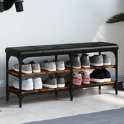 Panca porta scarpe rovere fumo 102x32x47cm in legno multistrato