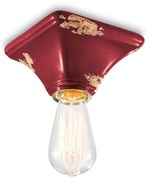 Plafoniera Vintage Quadrata Piccola Ceramica Bordeaux 1 Luce E27