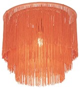 Lampadario orientale oro con paralume rosa con frange - Franxa