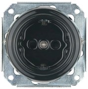 Bohemia-Design - Presa a muro in porcellana in stile retrò senza cornice SCHUKO 250V/16A nera