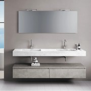 Mobile Bagno Sospeso 180 Cm Due Cassetti Specchio Con Doppia Lampada Led 160x60 Cm Italbagno "Surf"