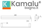 Kamalu - Portasalviette a barra 60cm in acciaio inox finitura gun metal | ART-GM