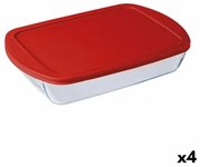 Portapranzo Rettangolare con Coperchio Ô Cuisine Cookstore Ocu Trasparente Vetro Silicone 4,5 L (4 Unità)