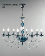 Lampadario in vetro e cristallo ottano livia 12 luci lp.livia-12-ott