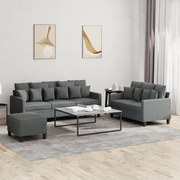 Set Di Divani 3 Pz Con Cuscini Grigio Scuro İn Tessuto /