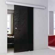 Porta scorrevole reversibile Armonia in alluminio nero, L 86 x H 215 cm, con binario Alu/vetro