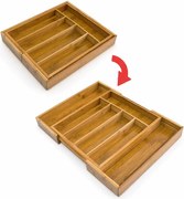 Portaposate Estensibile da Cassetto Cucina Porta Posate in Legno Bambù 37x31cm...