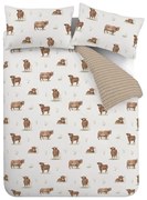 Set copripiumino e federa marrone e beige per letto matrimoniale 200x200 cm Angus Highland Cow – Catherine Lansfield