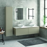 Kamalu - composizione mobili bagno 155cm sospesa, composta da mobile, due specchi led e colonna sp-155b