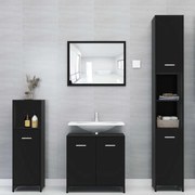 Set mobili da bagno 4 pz nero in truciolato