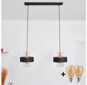 Lampadario LED a sospensione con filo VOLTA 2xE27/15W/230V nero/oro