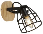 Applique Industrial-Nordico Visione Acciaio Nero Marrone 1 Luce E14