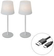 Set di 2 lampade da tavolo ricaricabili bianche 40 cm IP54 - Jude