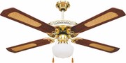 Ventilatore da Soffitto con 4 Pale e Lampada Ø130cm 3 Velocità  Kooper Windy Marrone...