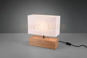 Woody lampada da tavolo grande base legno naturale e paralume bianc...