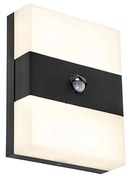 Lampada da parete per esterni nera IP44 con LED e sensore di movimento - Dualy