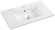 Lavabo integrale a incasso rettangolare vasca centrale Essential L 81 x H 16 x P 46 cm in ceramica bianco