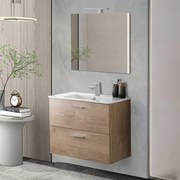 Mobile bagno sospeso 80 rovere africa con lavabo e specchio   Miami