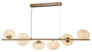 Lampadario Contemporaneo Ciottolo Acciaio Ottone Vetro Bianco 6 Luci G9