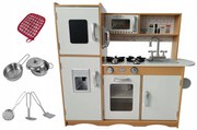 Cucina in legno per bambini con accessori e illuminazione a LED