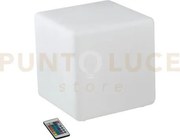 Lume da giardino geco cubo bianco 1 luce attacco e27 ip65 30x30x30cm