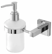 Dosatore sapone liquido a muro in vetro satinato e metallo cromato  Rock