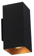 Lampada da parete intelligente nera con quadrato dorato incl. 2 WiFi GU10 - Sab