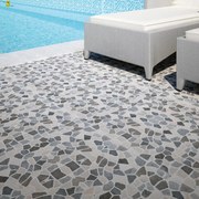 Mosaico in pietra Breccia nero e bianco L 30 x L 30cm x Sp. 10 mm, 11 pezzi