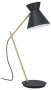 Lampada Da Scrivania Industrial Amezaga 1 Luce Metallo Nero E Ottone