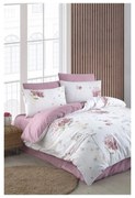 Biancheria da letto bianca/rosa per letto matrimoniale/per letto prolungato con lenzuolo incluso/4 pz 200x220 cm Floral – Mila Home