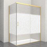 Porta doccia scorrevole L 138-139.5 cm x H 200 cm per nicchia in vetro smerigliato SP. 6 mm, profilo dorato, serie Jazz