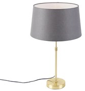 Lampada da tavolo oro / ottone con paralume in lino grigio 35 cm - Parte