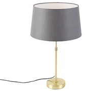 Lampada da tavolo oro/ottone con paralume in lino grigio 35 cm - Parte