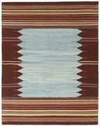 Kilim Tappeto 190x150 Blu (Iran) Tessuto A Mano