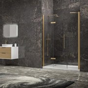 Porta doccia 160 cm battente e 2 fissi oro spazzolato | KT6000G - KAMALU