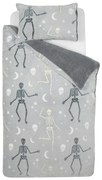 Biancheria da letto per bambini con effetto fosforescente grigia in micropile per letto singolo 135x200 cm Halloween Skeleton – Catherine Lansfield