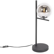 Lampada da tavolo Art Deco nera e vetro fumé - Flore