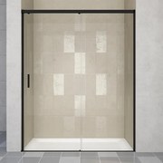 Porta doccia scorrevole L 118-119.5 cm x H 200 cm per nicchia in vetro trasparente SP. 6 mm, profilo opaco nero, serie Jazz