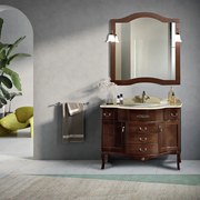 Mobile da bagno a terra stile classico LONDON a 3 cassetti e 2 ante con lavabo NOCE