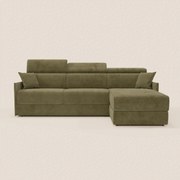 Miryam divano letto angolare compatto - poggiatesta reclinabili e penisola contenitore in tessuto smacchiabile T31