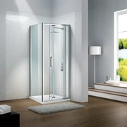 Porta doccia battente Slimline L 90 x H 195cm, Sp. 6 mm in vetro profilo cromo