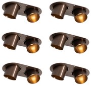Set di 6 faretti da incasso bronzo scuro GU10 50mm 2 luci - Installa