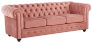 Divano CHESTERFIELD 3 posti in velluto Rosa cipria