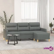 vidaXL Divano a 3 Posti con Poggiapiedi Grigio Chiaro 180cm in Tessuto