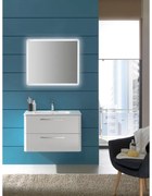 Mobile sottolavabo e lavabo Best laccato lucido bianco L 81 cm 2 cassetti