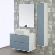 Mobile bagno sospeso 90 Azzurro polvere con lavabo in ceramica Furore