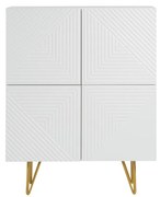 Madia design con incisioni bianco opaco e metallo dorato 4 ante L86 cm OZEN