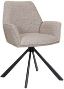 YUNI Beige Caffelatte (tessuto Monza 60) - MODERNA SEDIA IMBOTTITA BOUCLÉ GIREVOLE PER SOGGIORNO/SALA DA PRANZO/UFFICIO LOFT